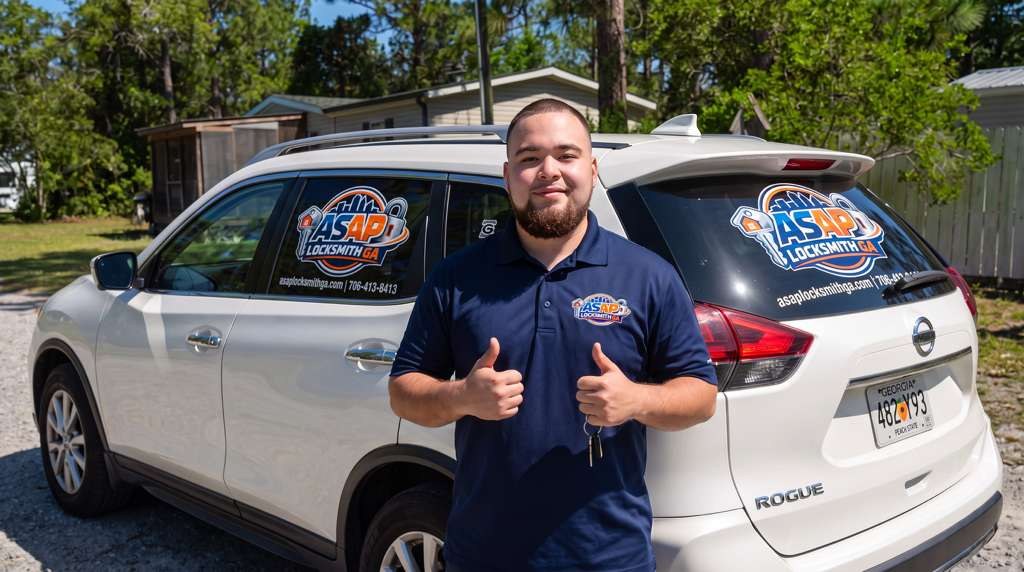ASAP Locksmith GA technician with branded service vehicle in Georgia